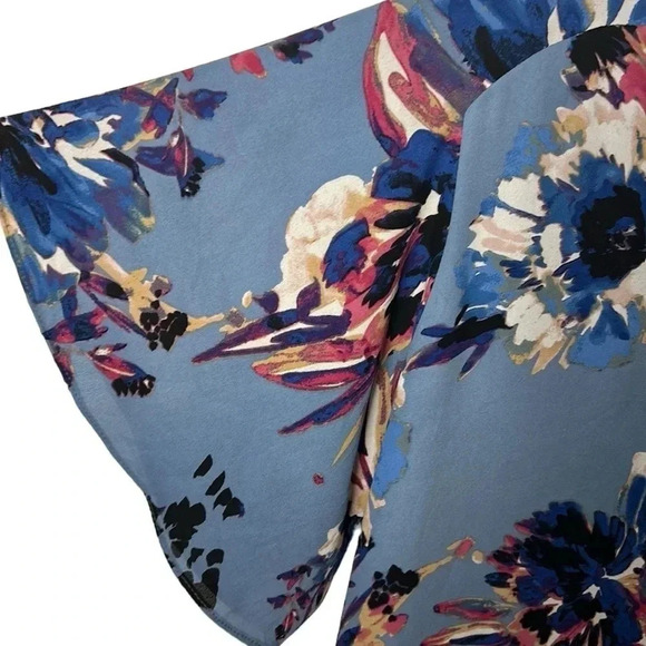 Nordstrom Charles Henry tie neck,floral shift dress. Med,Blue,EC - Picture 7 of 11